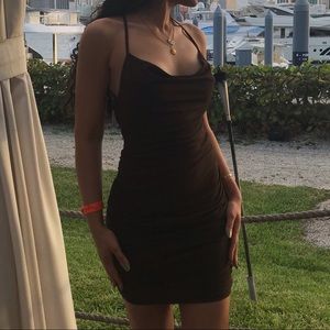 Zara Brown Cocktail dress w/ cowl neck